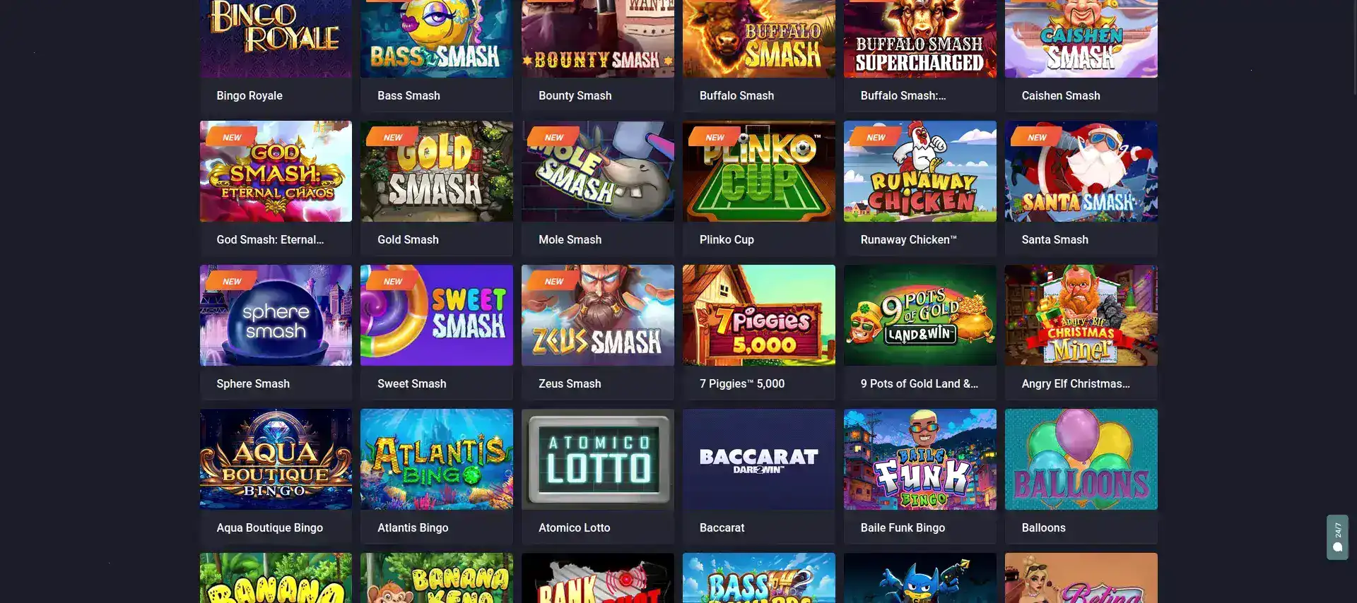 Интерфейс игрового зала Fresh casino
